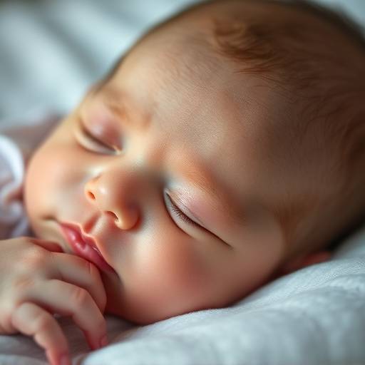 A close-up shot of a newborn baby sleeping peacefully.