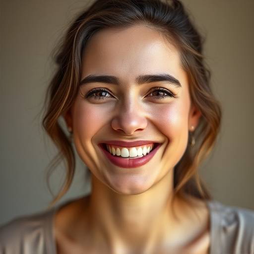 A woman smiling during a portrait photography session.