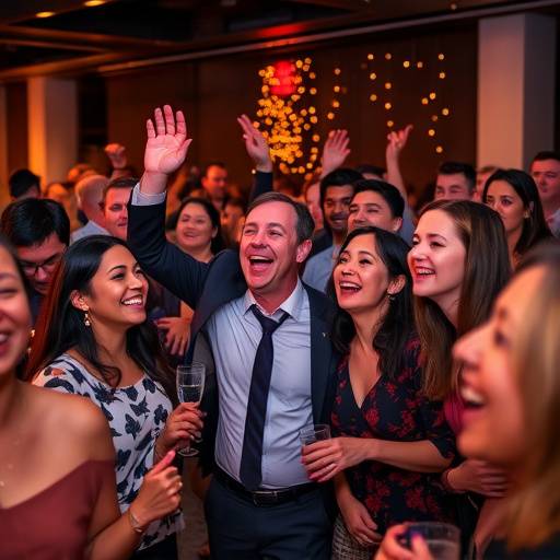 People celebrating at a corporate event, captured by Lumina Studios.